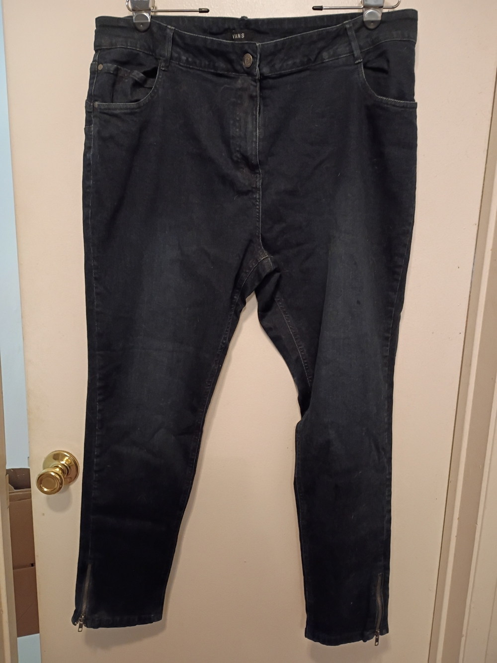 Evans  Women's Dark Blue Skinny Jeans with Ankle Zips Size 20